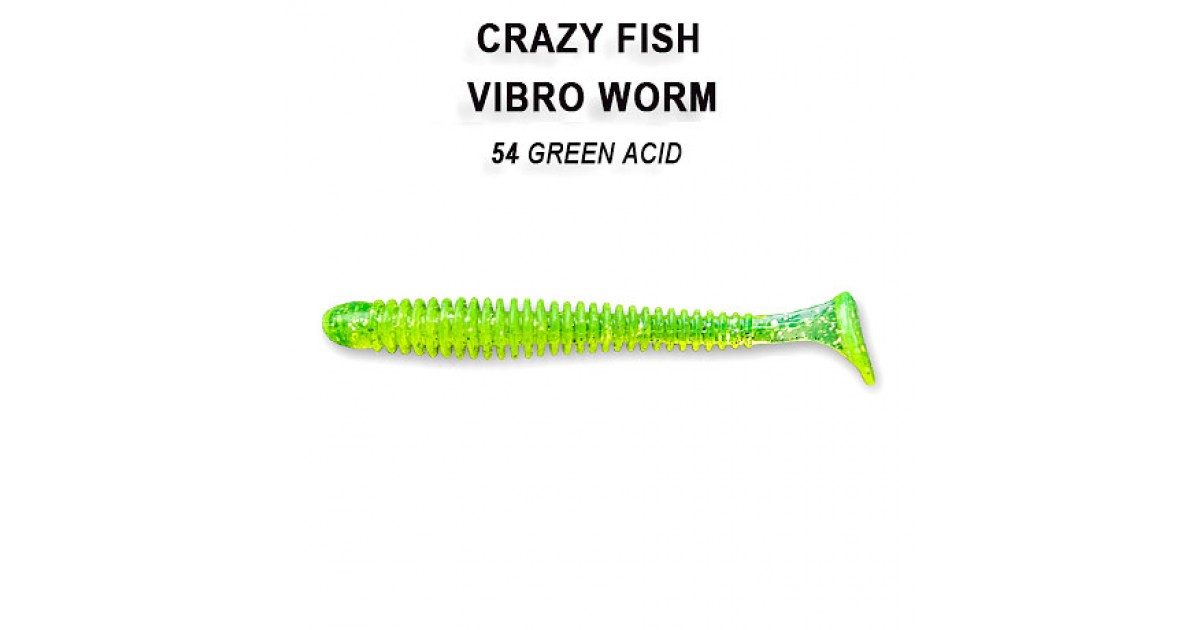 Приманка Crazy Fish Vibro Worm 3.4" (8.5см) 54-6-F (упак.5шт)