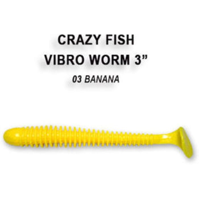 Приманка Crazy Fish Vibro Worm 3" (7.5см) 3-6 (упак.5шт)