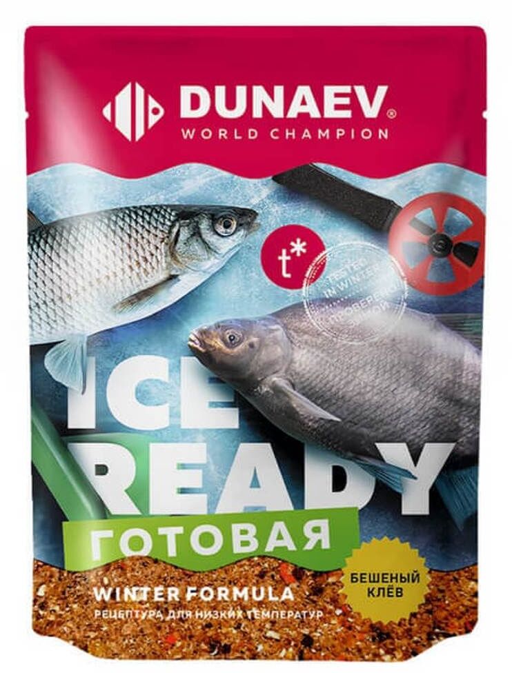 Прикормка Дунаев ice-ready (зимняя увлажненная) мотыль 0,5 кг.