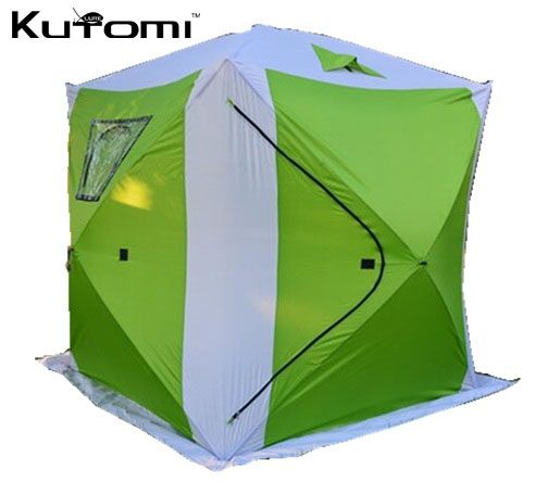 Палатка куб KUTOMI трехслойная (зелено-белая) СT-1618А (180/180/195) оксфорд 420D
