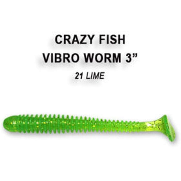 Приманка Crazy Fish Vibro Worm 3" (7.5см) 21-6 (упак.5шт)