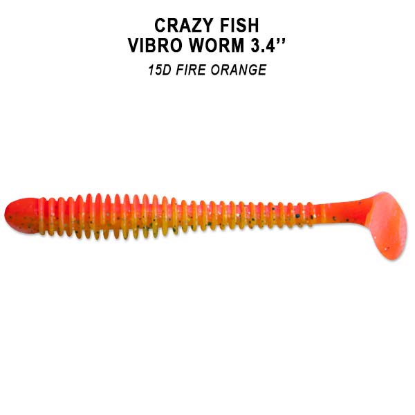 Приманка Crazy Fish Vibro Worm 3.4" (8.5см) 15d-6-F (упак.5шт)