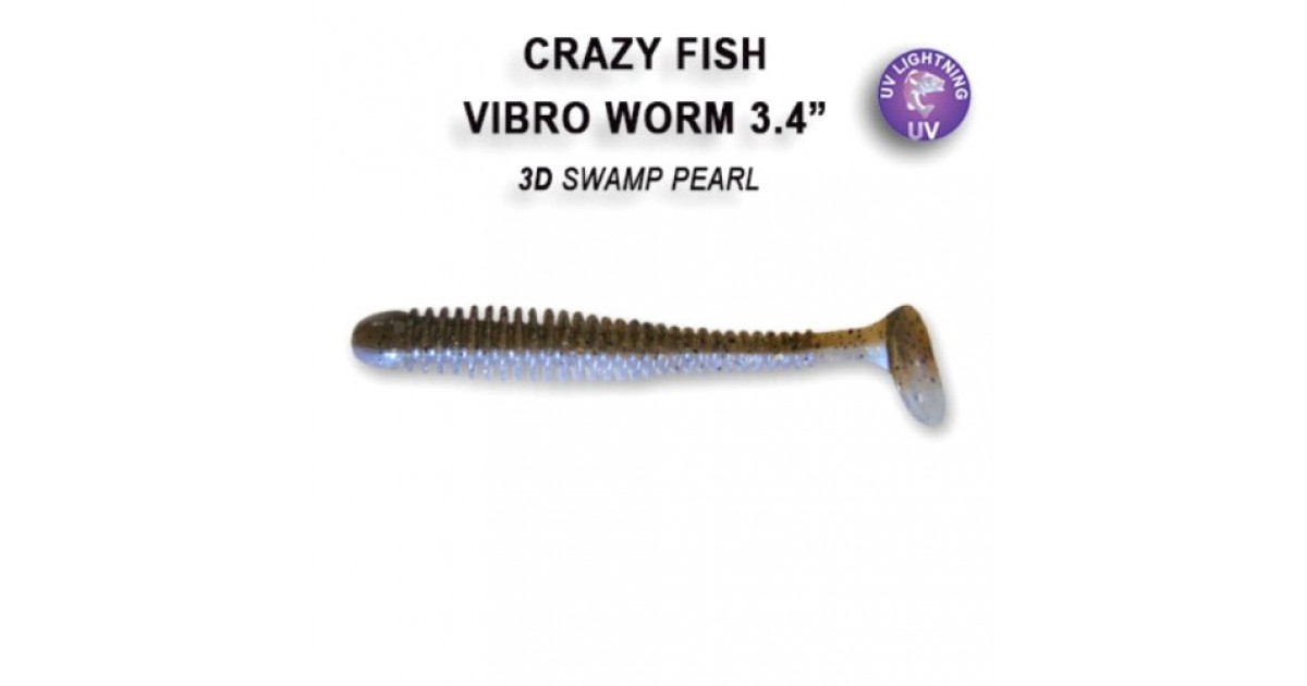 Приманка Crazy Fish Vibro Worm 3.4" (8.5см) 3d-6 (упак.5шт)