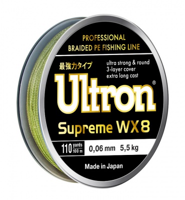 Шнур ULTRON WX 8 Supreme 0,14 мм, 11,0 кг, 100 м, хаки